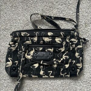 Billabong Black and Cream Flamingo Print Bag